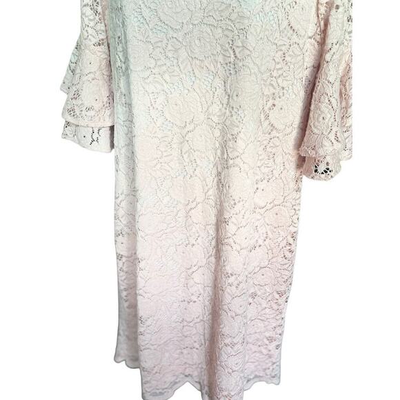 Liz Claiborne Pink Lace Bell Sleeve Shift Dress Size 10 - Picture 4 of 8